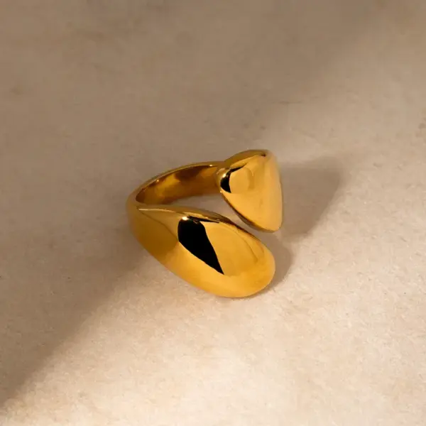 oly-adfb19f259d766ce75603bd26f864d80 Wholesale PVD Coated Real Gold Plated Asymmetrical 304 Stainless Steel Simple Style Commute Waterproof Non Tarnish Rings