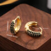oly-ae03e74d6080a0bfa910fdb876cf3950 Wholesale jewelry luxury temperament copper inlaid zirconium geometric oval ear buckle trend hip hop earrings a generation of hair