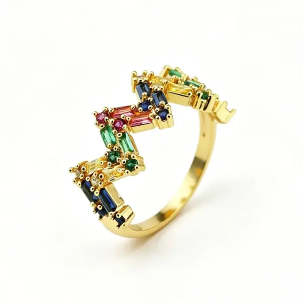 Wholesale Rubik's Cube Claw Setting Ring For Women In Brass With 18K Real Gold Plated Water Plating And Zircon Inlay