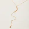 Wholesale 304 Stainless Steel Y Word PVD Coated 18K Real Gold Plated Basic Simple Style Micro Super Whisper Thin Chain Safety Clasp Closure Y-Necklace Necklace