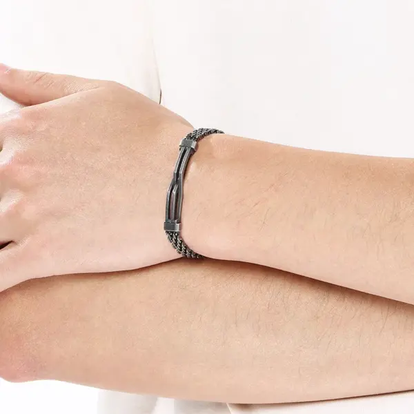Wholesale Geometric Simple Style Men's Bracelet In 304 Stainless Steel With 18K Real Gold Plated PVD Coating 0.03µm