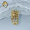 Wholesale Fashion Light Luxury INS Style Copper Color Retention Electroplated Micro Inlaid Zircon Eight-Pointed Star Ribbon Light Open Ring Water Plated 18K Real Gold