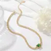 Wholesale Gemstone Necklace For Women With Electroplated Copper Pendant And Cuban Link Chain Curb Chain