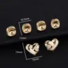 Wholesale Heart Shape Stud Earrings With 14K Real Gold Plated Copper And Zircon Inlay, Featuring 925 Sterling Silver Posts, Unisex Design