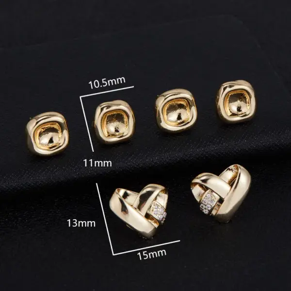 Wholesale Heart Shape Stud Earrings With 14K Real Gold Plated Copper And Zircon Inlay, Featuring 925 Sterling Silver Posts, Unisex Design