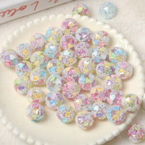Wholesale Acrylic color high-grade heavy industry diamond love pearl beads diy handmade beaded pen necklace accessories