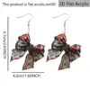 oly-ae3faba309414a8390e0342c3e7deab7 Wholesale Retro White & Red Bow Tie Print Drop Earrings For Women With 304 Stainless Steel Ear Pins
