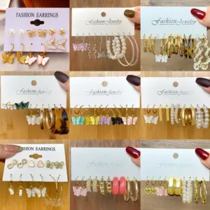 Wholesale Unisex Fashion Geometric Butterfly Alloy Artificial Pearls Earrings Drop Earrings