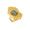 Wholesale Natural Shell Design Hammered Texture Ring For Women 18K Gold Plated Stainless Steel European Style Lightweight Luxury Jewelry