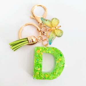 Green letter key chain pendant-D