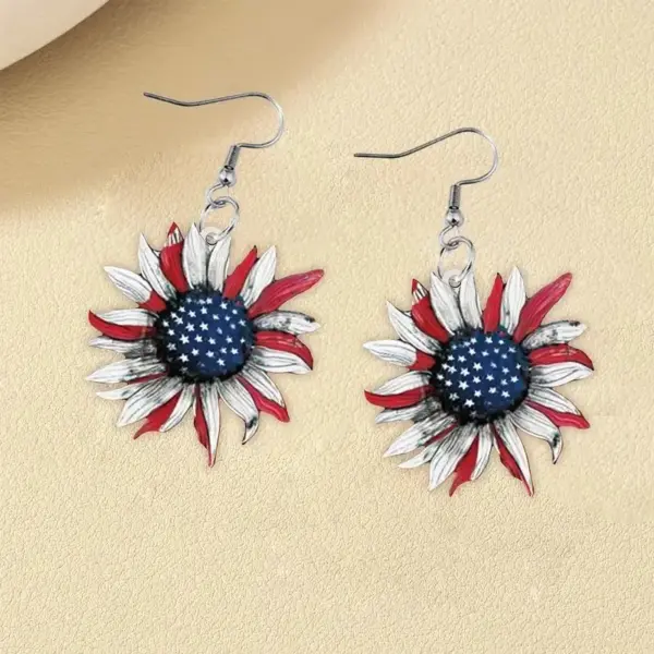 Wholesale Acrylic Earrings USA Independence Day Red White Blue Stripes Texas Sequin Five Pointed Star Glittering Simple Style Women's Jewelry