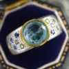 Wholesale Geometric Women’s Ring With Claw Setting, Copper Base With White K Water Plating, Featuring Zircon Inlay