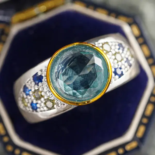 Wholesale Geometric Women’s Ring With Claw Setting, Copper Base With White K Water Plating, Featuring Zircon Inlay