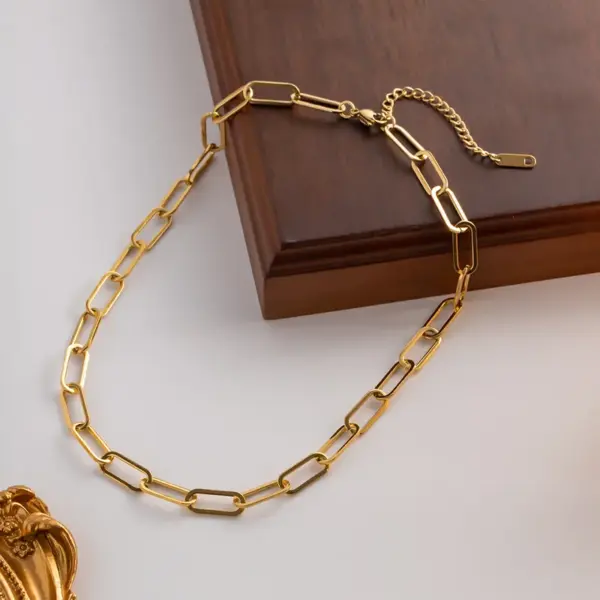 oly-ae745d55f7418eb99f38b86d2f4ee5a8 Wholesale PVD Coated Real Gold Plated Return Stainless Steel Titanium Steel Simple Style Waterproof Non Tarnish 304 Stainless Steel Pendant Necklace