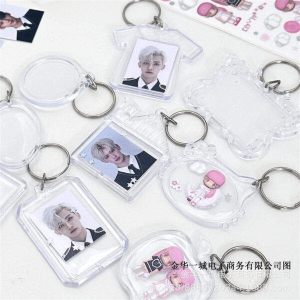 Wholesale Transparent Acrylic Photo Frame ins Keychain Pendant Photo diy Gift Pendant Hanging Chain Support Beaded Keychain