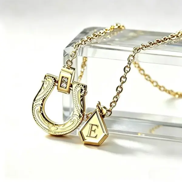 Wholesale Gold Plated Letter Necklace For Women With Handmade Copper Plated Chain And Zircon Inlay, Featuring UV Plating Process