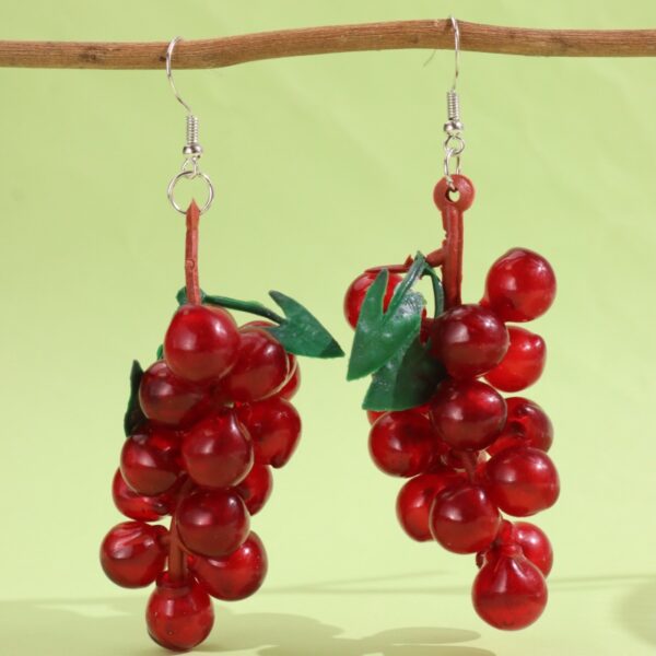 oly-ae98a88666eb24b8e82ec9addfb5c592 Wholesale personality simulation three-dimensional fruit earrings earrings fun grape earrings sweet cherry fruit earrings earrings