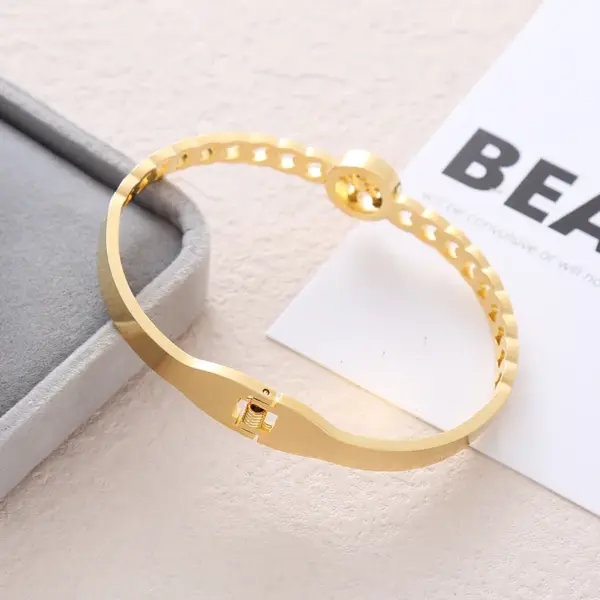 Wholesale Casual Lady Streetwear Tree Stainless Steel Plating Inlay Zircon Bangle