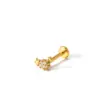 Wholesale 304 Stainless Steel Gold Plated Vacuum Electroplating (In Furnace) Gold Color Zircon Inlaid Heart-shaped Leaf Flower Women's Suitable Ear Cuff