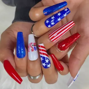 Wholesale Flag Design Wearable Nail Stickers Medium Size Nail Art Stickers Retro French Cartoon Heart-shaped Floral
