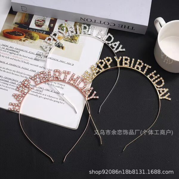 Wholesale Birthday Alloy Headband Party Rhinestone Happy Birthday Happy Birthday Headband Jewelry