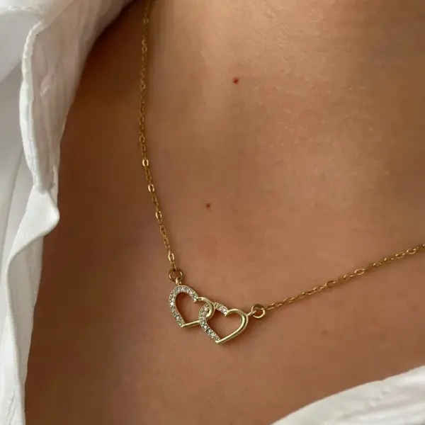 Wholesale Real Gold Plated 316L Stainless Steel PVD Coated Heart Shape Waterproof Non Tarnish Surgical Steel Simple Style Cable Chain Pendant Necklace For Women's