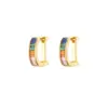 Wholesale 304 Stainless Steel Geometric PVD Coated Zircon Real Gold Plated Modern Style Classic Style Waterproof Non Tarnish Hoop Earrings