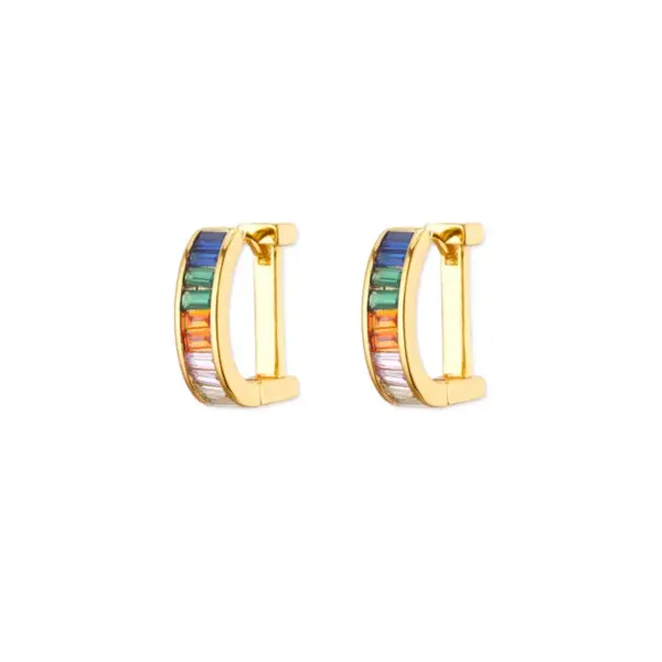 Wholesale 304 Stainless Steel Geometric PVD Coated Zircon Real Gold Plated Modern Style Classic Style Waterproof Non Tarnish Hoop Earrings