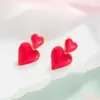 Wholesale 304 Stainless Steel Color Block PVD Coated 18K Gold Plated Cute Waterproof Non Tarnish Rose Red White Drop Earrings