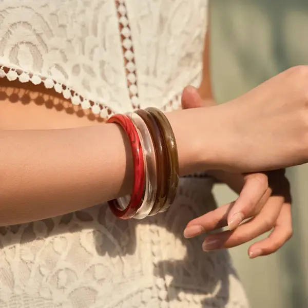oly-aecf7ebd04769e55c3c06baa4a5f94c6 Wholesale Plain Circle Bracelet Stackable INS Style Versatile Business Commuting Bracelet (Accessory) Waterproof Non-Fading Round Acrylic Resin
