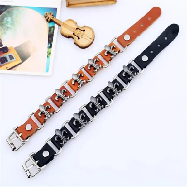 Wholesale Men's Customizable Vintage Genuine Leather Bracelet Multifunctional Handmade Geometric Business Accessory