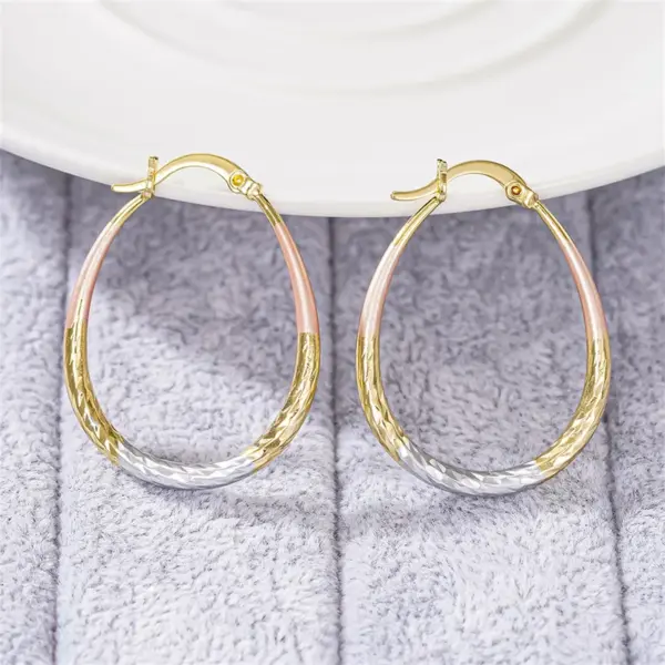 Wholesale Three-dimensional Geometric Earrings For Women In Copper With KC Golden Water Plating And 0.03µm Thickness