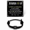 Wholesale Men's Cross Bracelet, Teenage Boy Gift, Religious Bible Verse Joshua 1:9 Black Cross Bracelet, Gift From Mom, Catholic Baptism, Confirmation, Birthday, Christmas Gift For Son, Grandson, Nephew