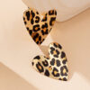 Wholesale Trend Autumn and Winter Printing Leopard Print Love Exaggerated Niche Design Valentine's Day Gift Earrings