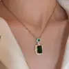Wholesale Square Claw Setting Pendant Necklace For Women In Copper With KC Golden Plated Water Plating And Zircon Inlay, Featuring Lip Chain