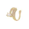 Wholesale Irregular Pattern Women's Ring With Bezel Setting, Electroplated Copper, 14K Real Gold Plated, Featuring Zircon Inlay