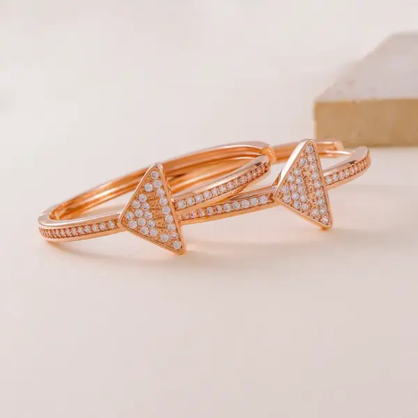 Wholesale 1 Pair Elegant Romantic Triangle Inlay Copper Zircon Earrings