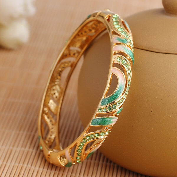 oly-af2aa72aff17491a2c255ddc9b4a57f2 Wholesale Authentic Cloisonne Retro Diamond Bracelet Ethnic Style Green Crystal Simple Jewelry Manufacturer Popular Direct Sales