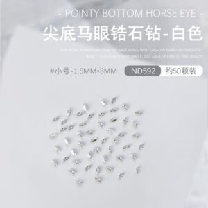 Pointed horse eye zircon drill about 50 (ND-592 white small size)
