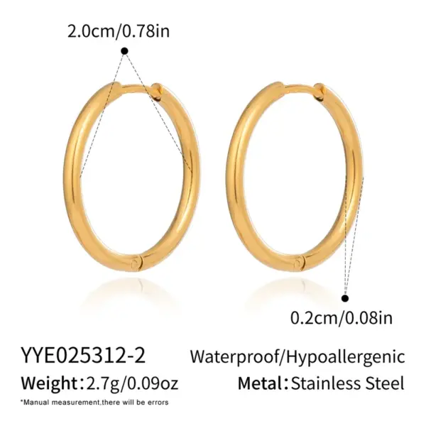 Wholesale 304 Stainless Steel Circle Round PVD Coated 18K Real Gold Plated 18K Gold Lady Sexy Rock Waterproof Non Tarnish Polishing Plating Gold Silver Earrings