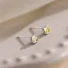 Wholesale Simple Style Square Stud Earrings For Women In Copper With Electroplated Gold Plating And Rhinestone Inlay