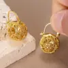 Wholesale Three-dimensional Geometric Drop Earrings For Women In Copper With KC Golden Plated Water Plating And 0.03µm Thickness