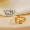 Wholesale PVD Coated Gold Plated Heart Shape 304 Stainless Steel Elegant Simple Style Waterproof Non Tarnish Open Rings