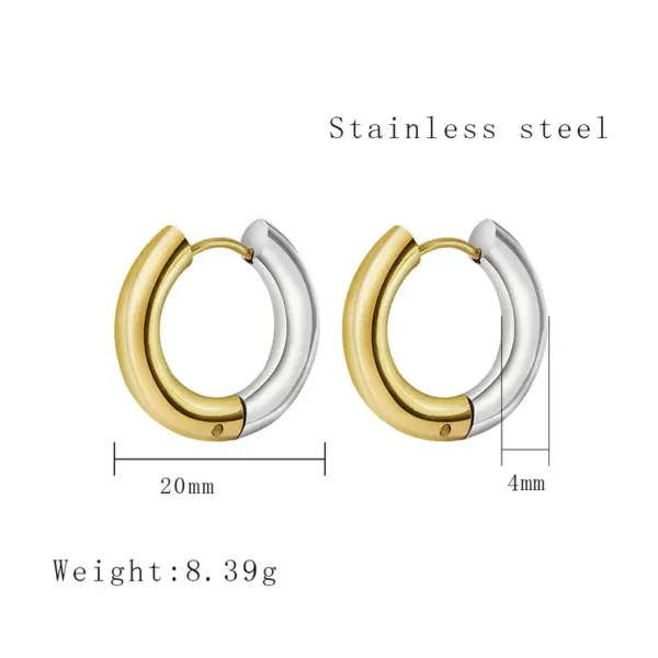Wholesale PVD Coated Real Gold Plated 18K Gold Color Block 304 Stainless Steel Simple Style Classic Style Waterproof Non Tarnish Earrings