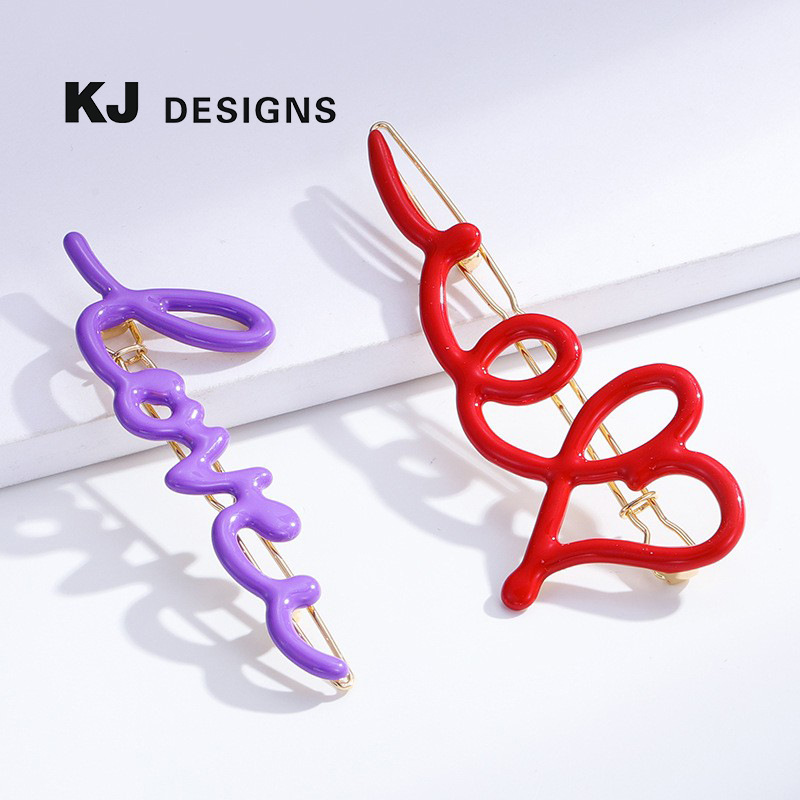 Wholesale Kenjie ins style LOVE letters gold-plated dripping frog clip female European and American cross-border Valentine's Day fashion hot hairpin