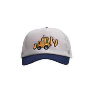 Creamy-white-children's cartoon excavator baseball cap / Free size-adjustable (50-54)