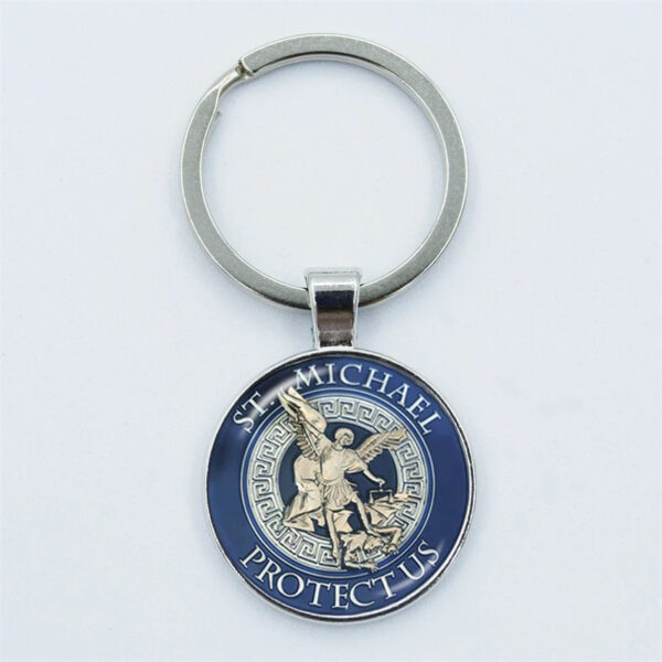 Wholesale Creative Archangel Michael Time Gem Keychain Bag Car Key Pendant