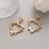 Wholesale Heart Shape Stud Earrings For Women With 925 Sterling Silver Posts, Copper Base, Electroplated Gold Plating, And Rhinestone Inlay