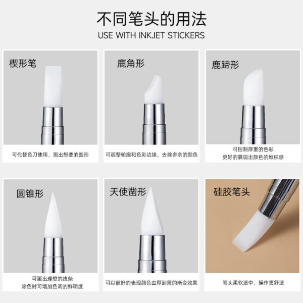 Wholesale Double-headed nail silicone pen sticker pressing stick multifunctional magic mirror powder smear carved glue nail tools