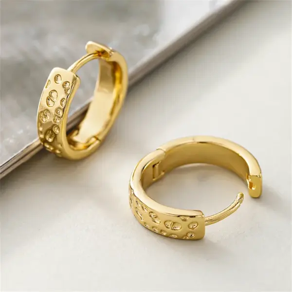 Wholesale Three-dimensional Geometric Earrings For Women In Copper With KC Golden Water Plating And 0.03µm Thickness